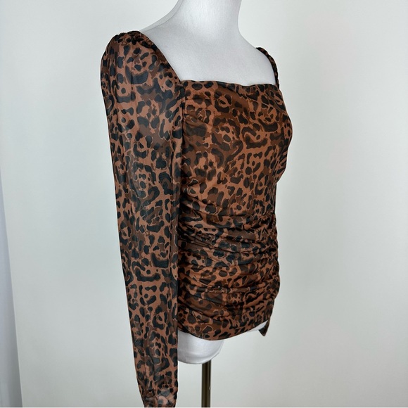 Venus Animal Print Cinch Waist Long Sleeve Top Size Large - Picture 4 of 7